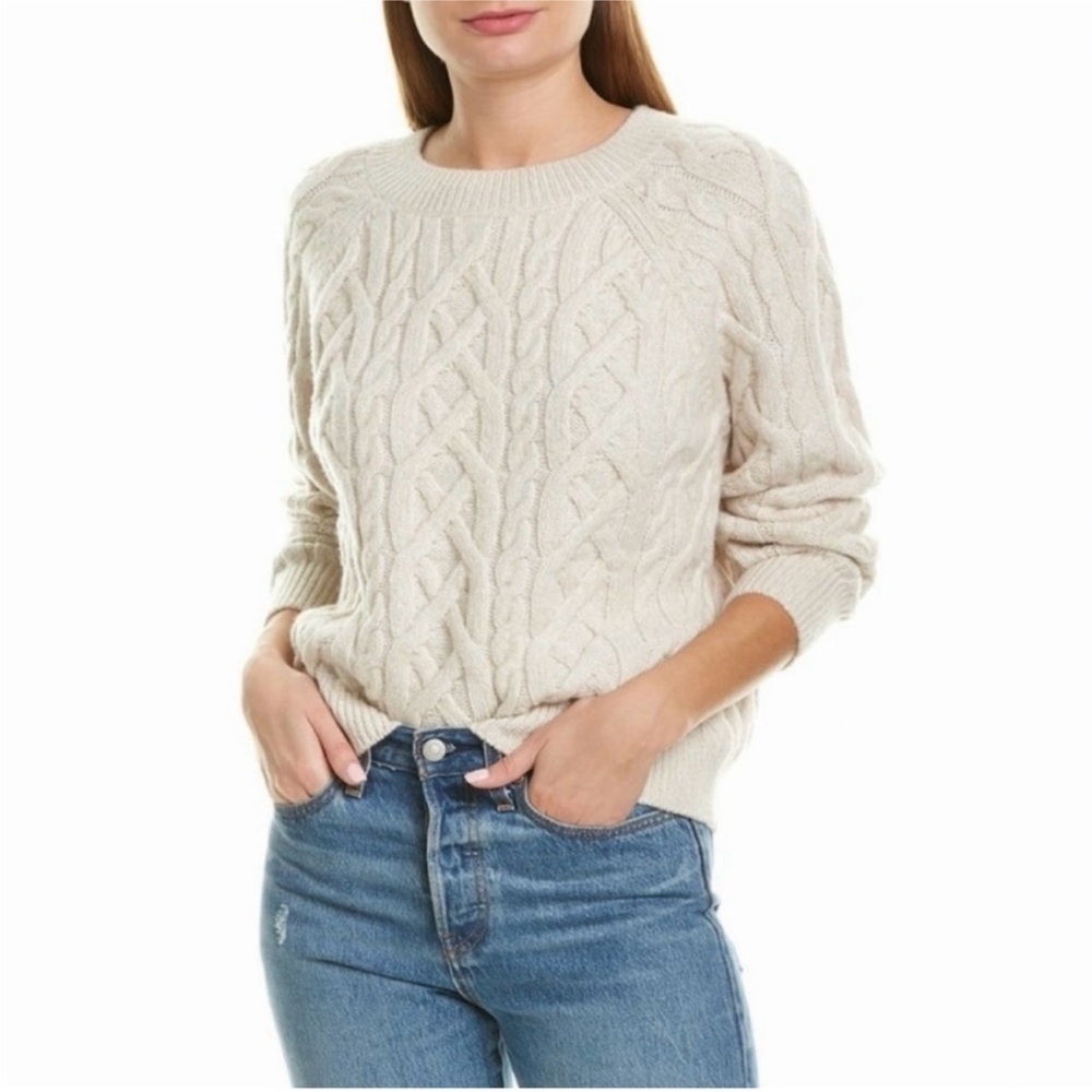 VINCE Cable Knit Sweater in Cream